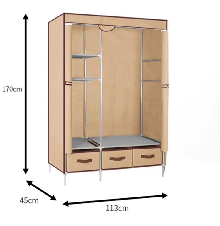 Non-Woven Fabrics Wardrobe Coffee Fabric Closet Portable