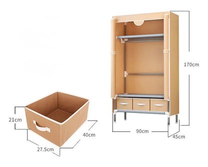 Non-Woven Fabrics Wardrobe Coffee Fabric Closet Portable