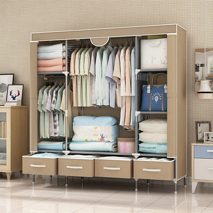 Non-Woven Fabrics Wardrobe Coffee Fabric Closet Portable